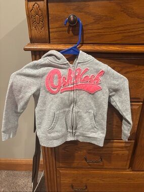 OshKosh B'gosh Gray Hoodie with Pink Script Logo